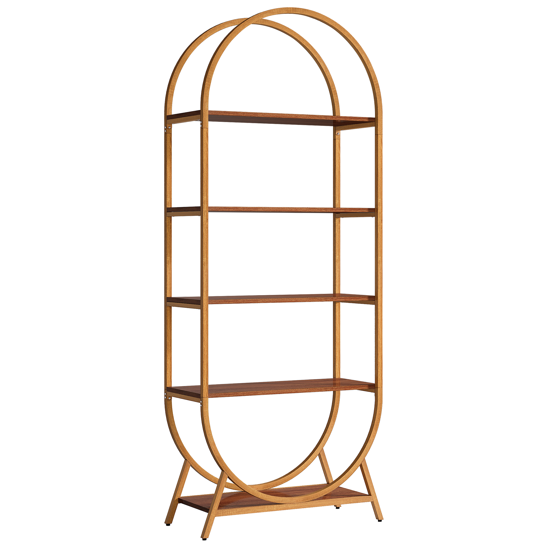 5-Tier Bookshelf, 70.8" Open Bookcase Arched Display Rack_voghion.com